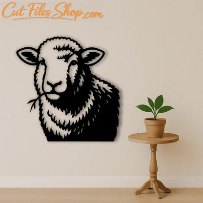 Rustic farmhouse sheep metal wall art template
