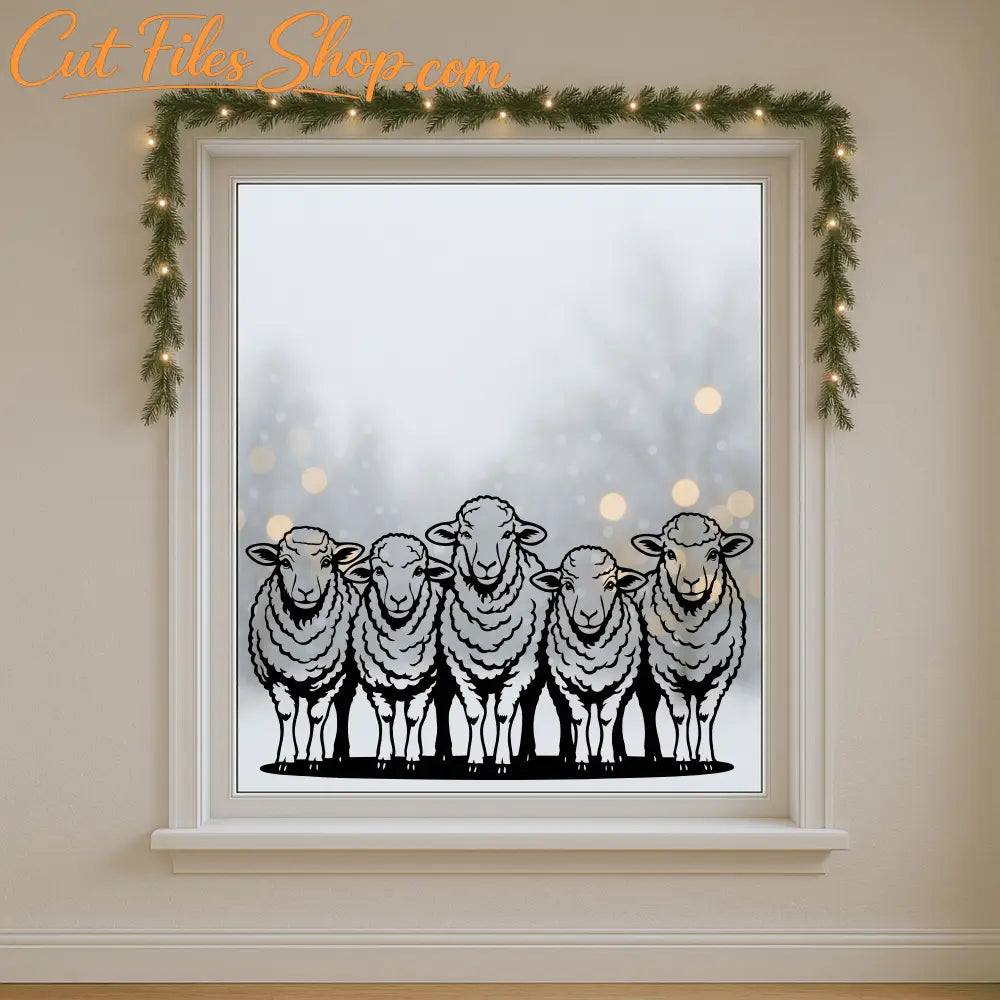 Five sheep SVG for farmhouse wall art