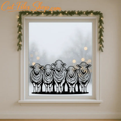 Five sheep SVG for farmhouse wall art