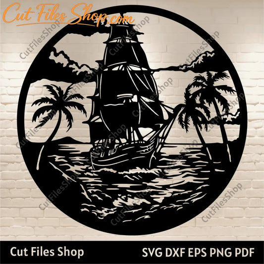 Ship Cutting files, Ship Svg for Cricut, Pirate Ship Svg, Dxf for Laser cut, Sail boat Svg, Metal cutting files - Cut Files Shop