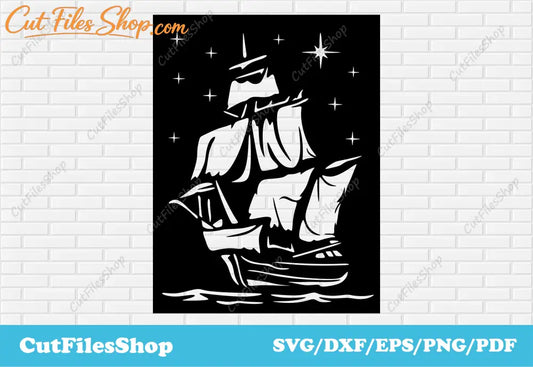 Ship dxf for plasma cutting, Svg image for cricut, Vinyl cutting files, Stickers making svg, Ship panel decor dxf, panel decor dxf, laser cut panel dxf, wall art dxf, home decor dxf cutting