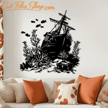 Shipwreck underwater ocean SVG cut file