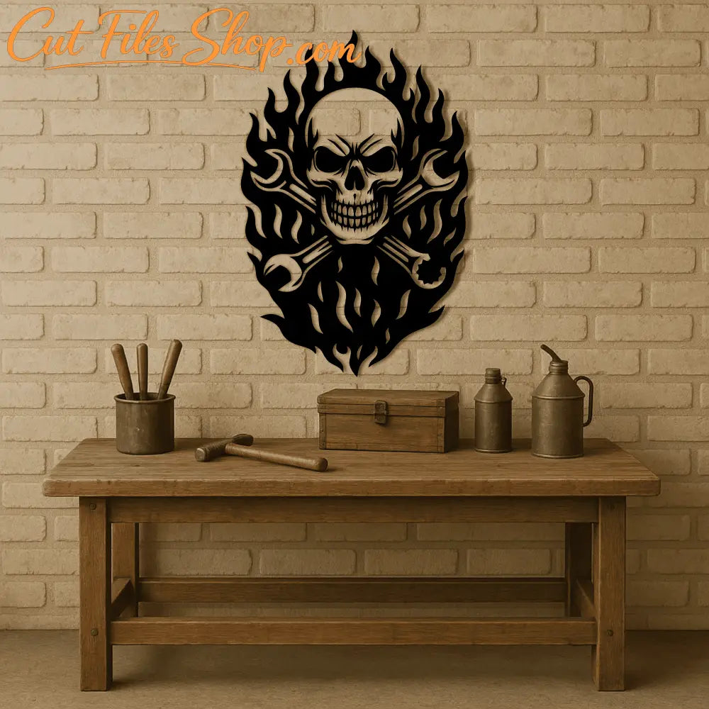 Flaming skull SVG for CNC metal art