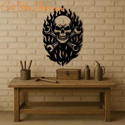 Flaming skull SVG for CNC metal art