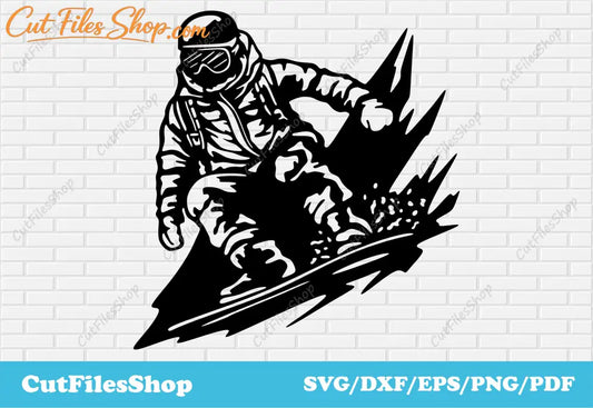 Snowboarder Svg cut files, Dxf for CNC Laser cutting, Png for t shirt design, svg for scrapbooking, svg for t shirt design, svg for wall stickers, pdf for printing, sport svg, snow svg, scrapbooking design, sport scene dxf, decal svg, card making png, free vector images, instant download dxf