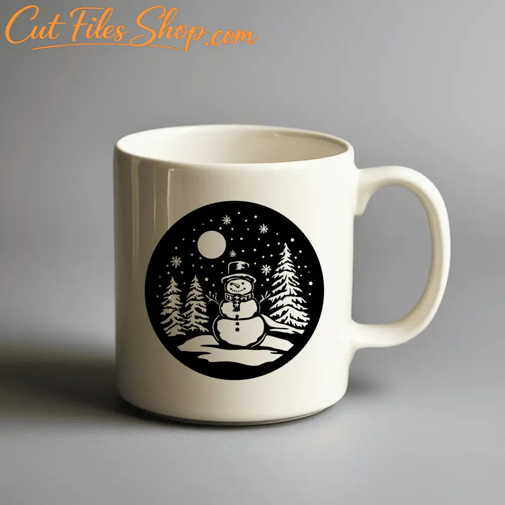 Downloadable Snowman SVG, DXF, and PNG: DIY Crafts, Christmas Mug Design, Cut files shop, Trendy vector store