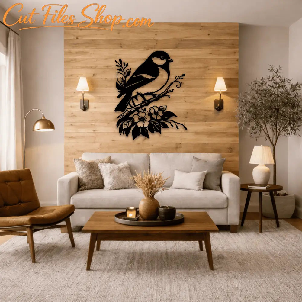 Floral bird SVG PNG for CNC metal wall art decor