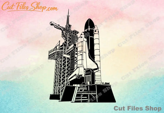 Spaceport svg, rocket cut files, printable dxf, png file, cnc router files, cricut cut files