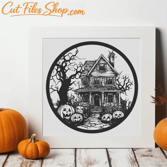Haunting House svg, Cricut, Silhouette, Glowforge, Fall decor DIY, Halloween t-shirt design, jack-o’-lantern svg, Laser cutting files