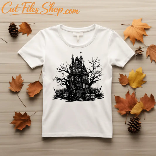Haunting House svg dxf eps files for Cricut, glowforge, Silhouette cut files, Halloween decor, mug, t-shirt, pillow design, Laser cutting files, Sublimation Fall party