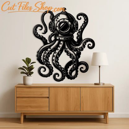 Steampunk octopus design for CNC and laser cutting