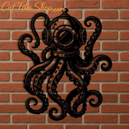 Nautical steampunk octopus artwork for prints and crafts
