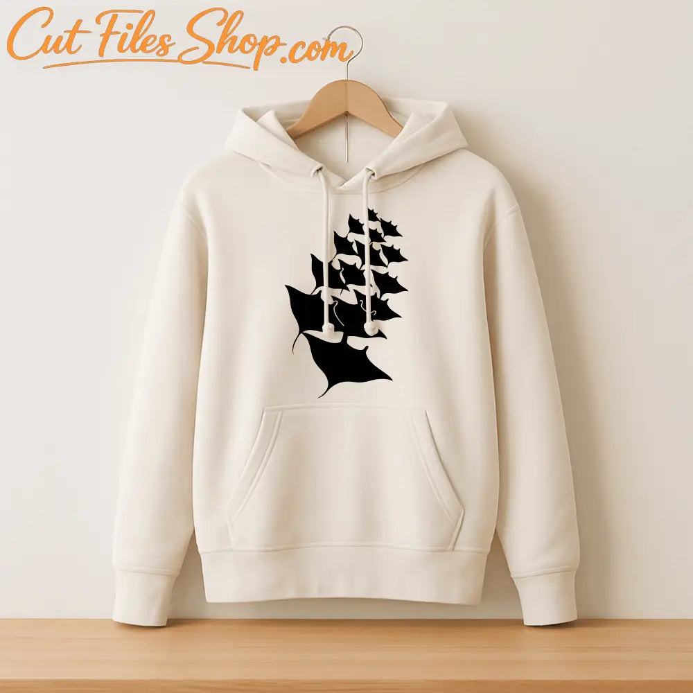 Manta rays swimming ocean SVG cut file