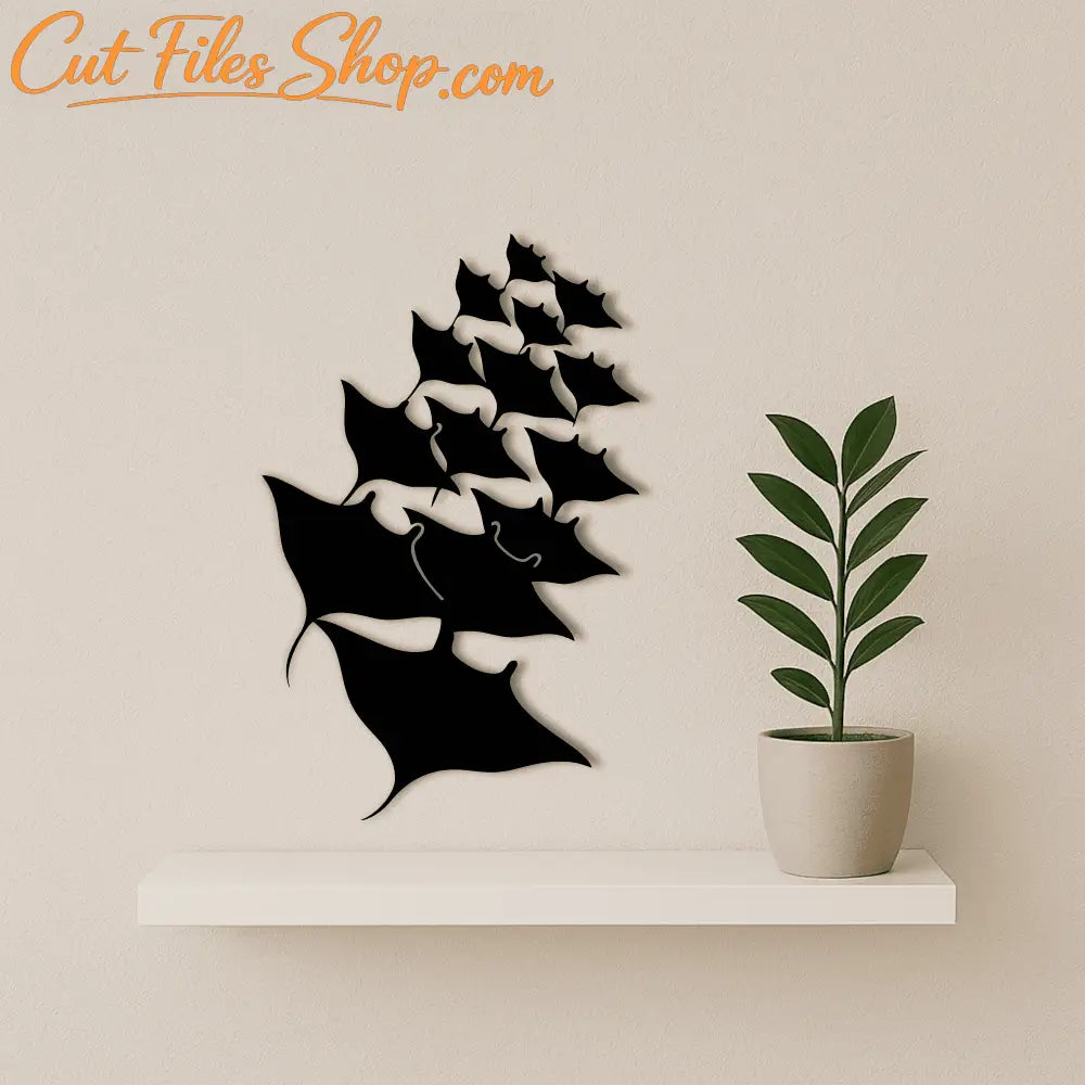 Marine life stingray silhouette for laser cutting