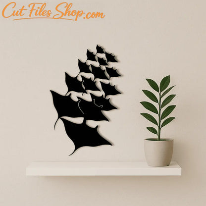 Marine life stingray silhouette for laser cutting