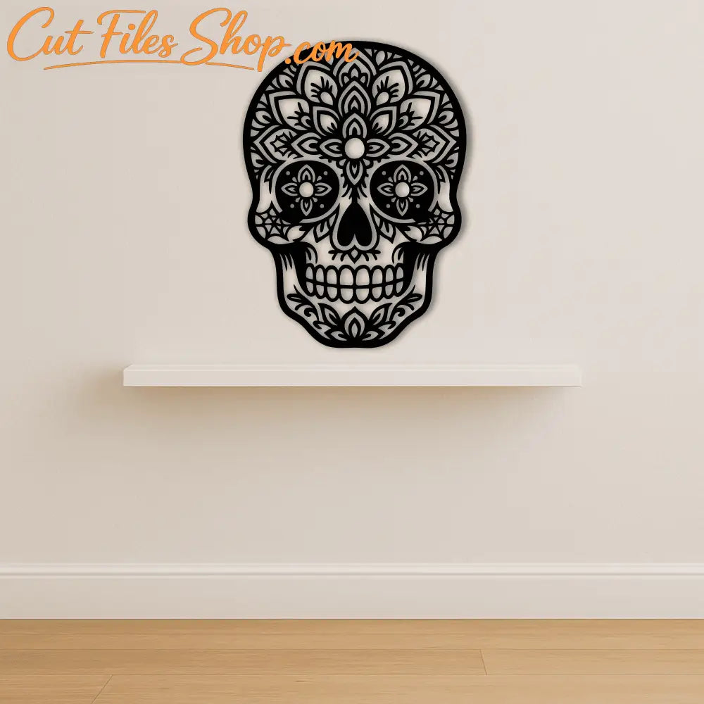 Gothic sugar skull metal wall art design
