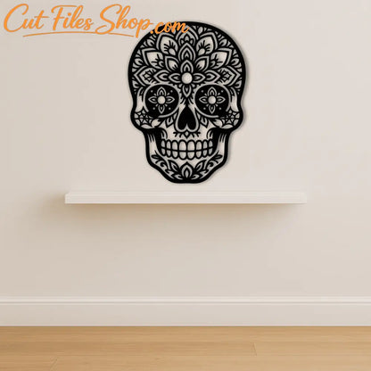 Gothic sugar skull metal wall art design