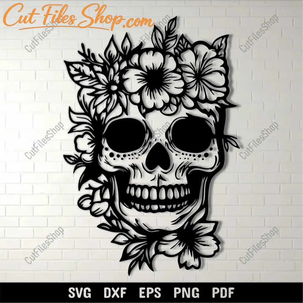 sugar skull floral svg design