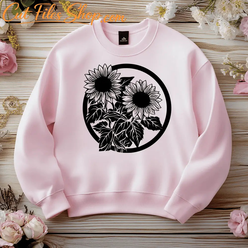 Sunflower monogram frame laser cut design