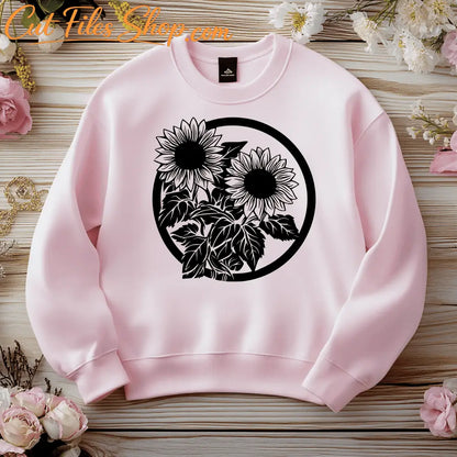 Sunflower monogram frame laser cut design
