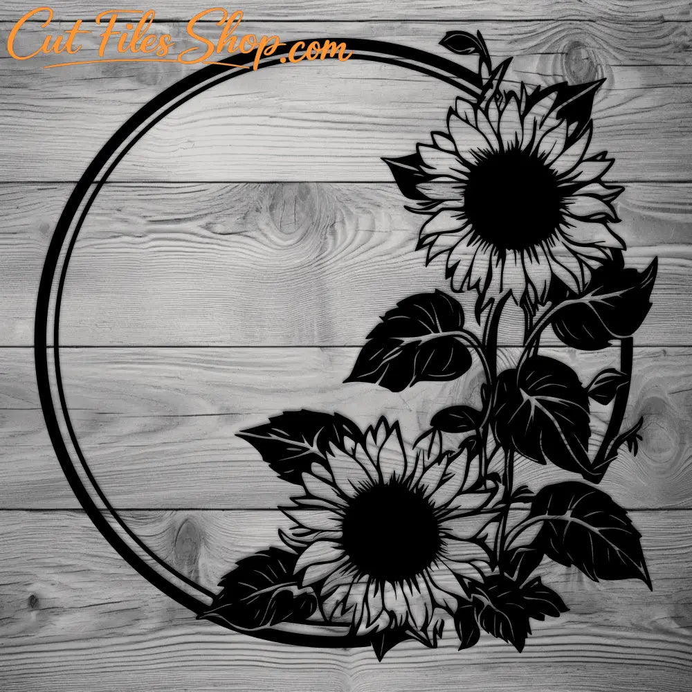 Floral sunflower round SVG cut file