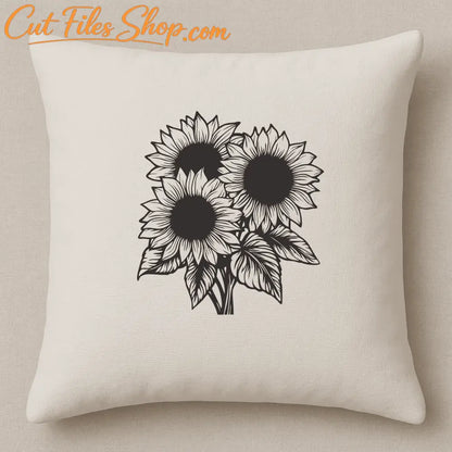 Bright sunflower digital design for vinyl or paper cutting