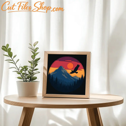11 layer scenic mountain shadow box SVG for Glowforge