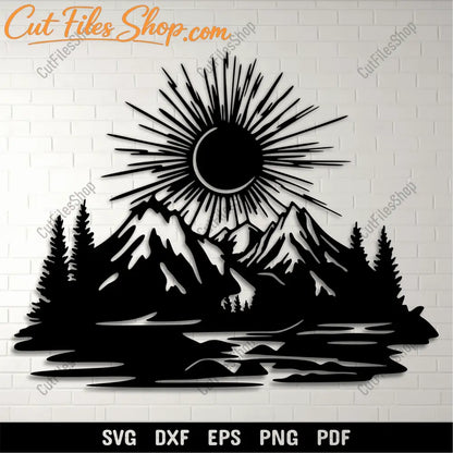 Sunset with Mountains SVG for Cricut & Vinyl Cutting Projects