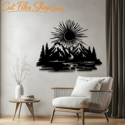 Scenic Sunset with Mountains SVG for Cricut Projects, DIY Home Decor