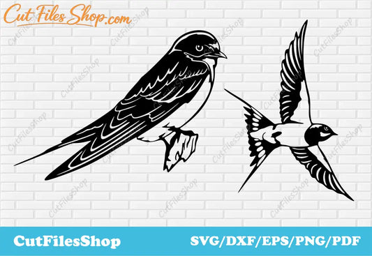 Swallows svg for cricut, birds stickers making svg, metal decor making dxf, Files for Plasma CNC, Birds dxf, Swallows dxf svg, bird svg cutting files