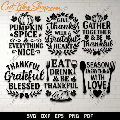Thanksgiving quotes SVG DXF PNG for Cricut crafts