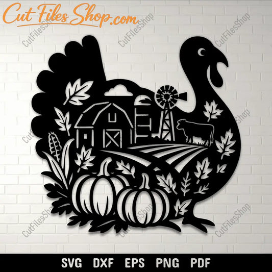 Thanksgiving turkey farm SVG design