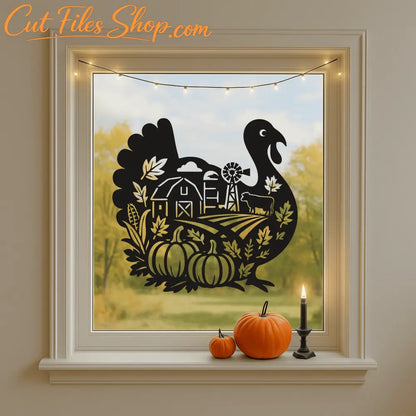 Fall farm scene SVG for laser cutting