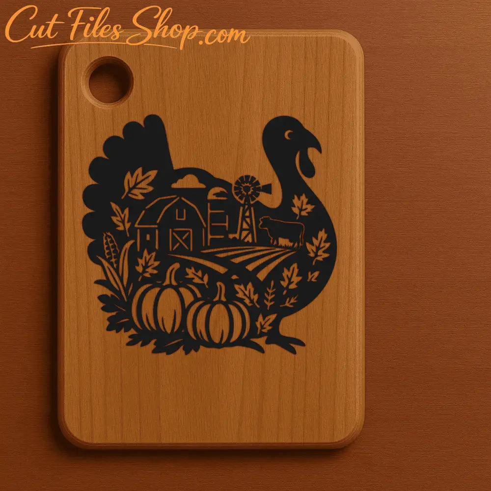 Turkey SVG for Cricut and Silhouette, Cutting board svg laser engraving