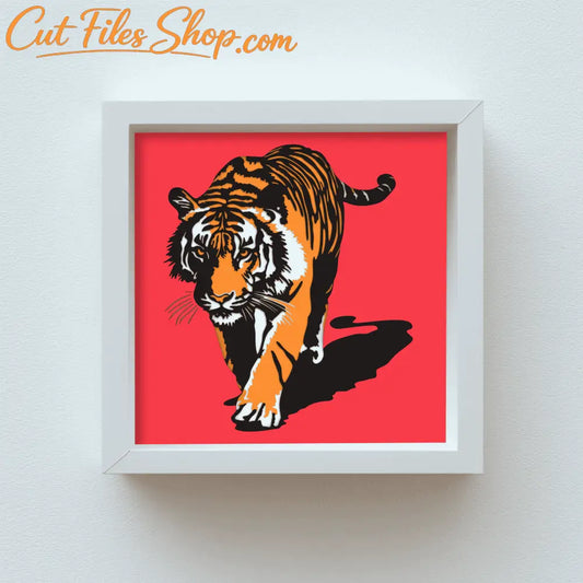 3D Layered Tiger SVG – Multilayer Papercraft and DIY Shadow Box