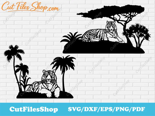 Tiger scenes jungle scenes vector images Made to order Svg for cricut Craft files t-shirt design - Digital