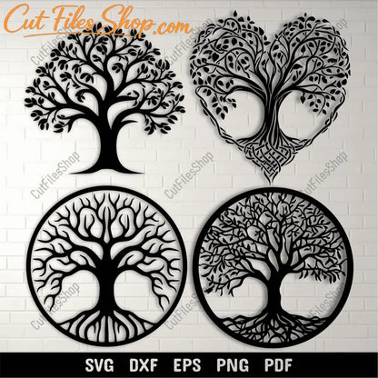 Tree Art DXF for CNC – Heart Tree SVG for Cricut & Sublimation Projects