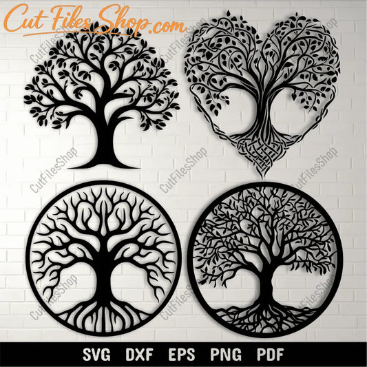 Tree Art DXF for CNC – Heart Tree SVG for Cricut & Sublimation Projects
