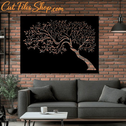 DIY Tree Panel SVG for Cricut, Laser Cut DXF for Wall Decor, CNC Art Design, Plywood CNC Decor
