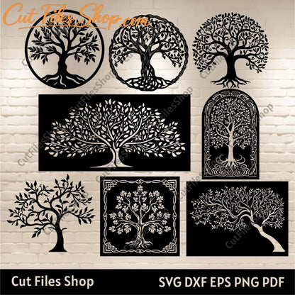Tree Art Panels DXF SVG for CNC Laser and Plasma cutting, Home Decor / Gate DIY, Tree gate dxf, Tree of life SVG for Cricut, Download Now!
