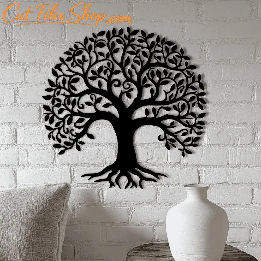 Tree Wall Decor DXF, CNC Cutting Files, SVG Art Panel for Cricut Projects, Tree of life SVG