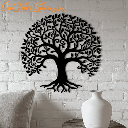 Tree Wall Decor DXF, CNC Cutting Files, SVG Art Panel for Cricut Projects, Tree of life SVG