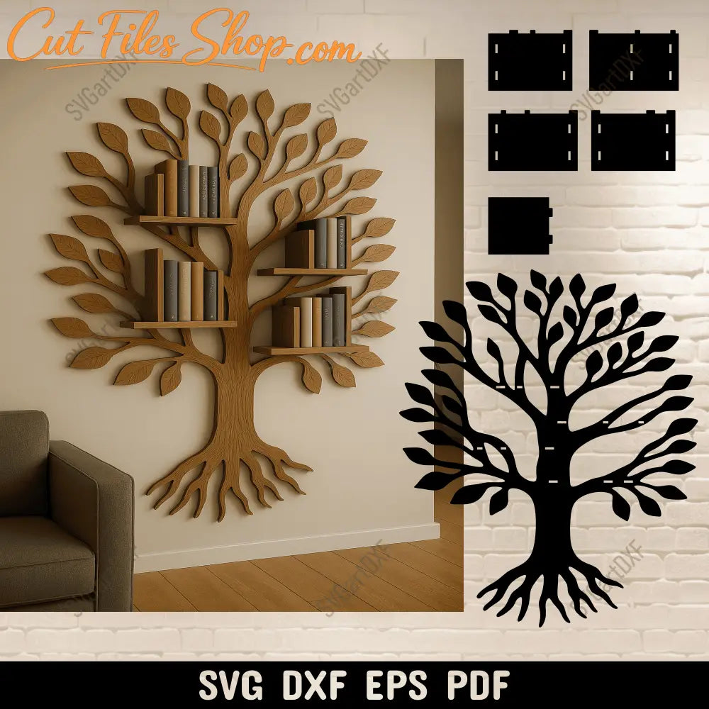 Tree bookshelf laser cut design made from 6mm plywood