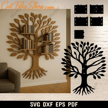 Tree bookshelf laser cut design made from 6mm plywood