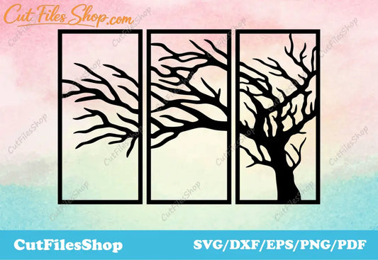 Tree dxf files, wall decor dxf, dxf decor for laser cutting, dxf decoration, plasma cutting files, SVG for Scan N Cut 