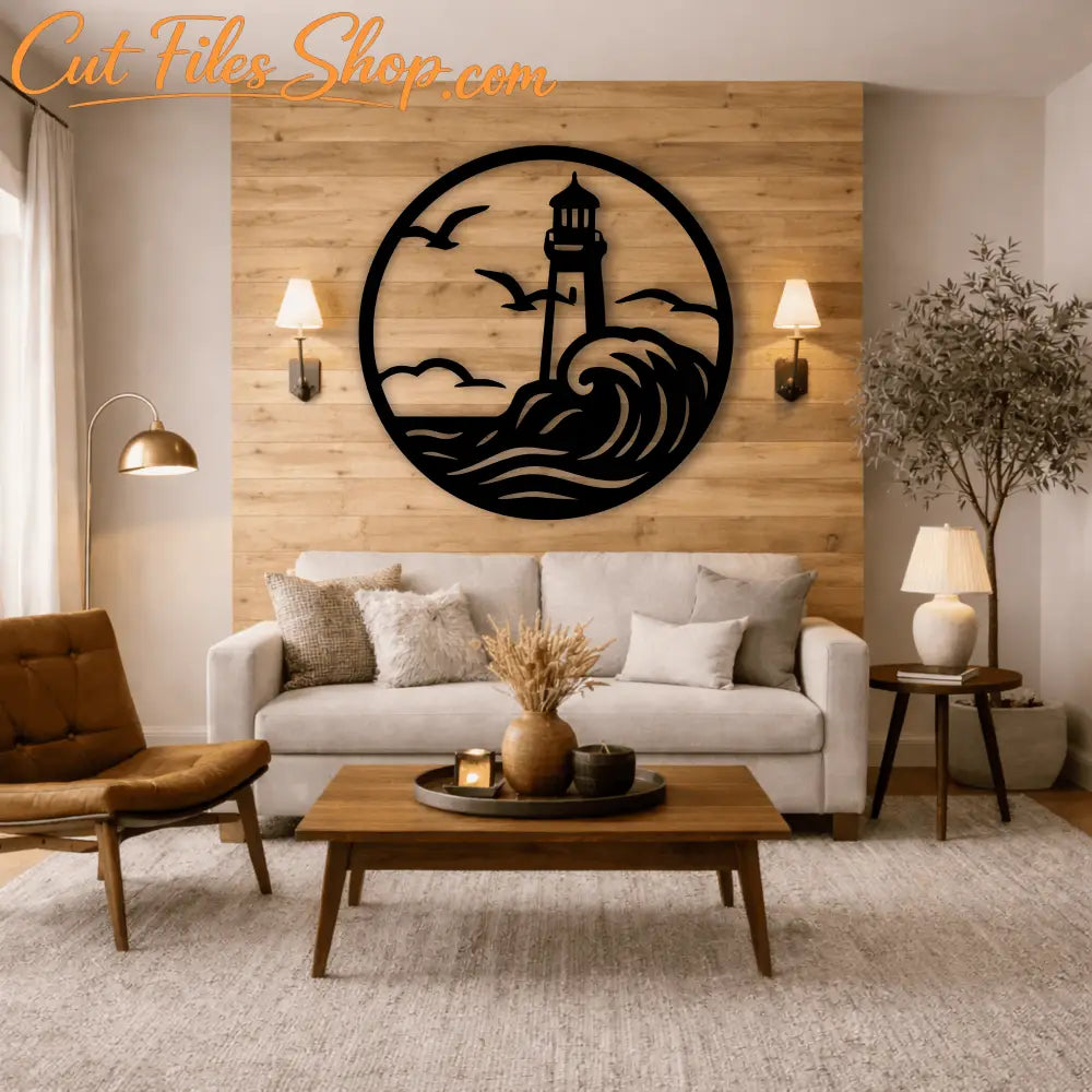 Lighthouse round sign laser cut design