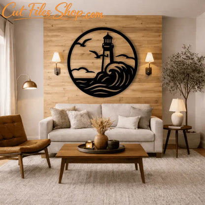 Lighthouse round sign laser cut design