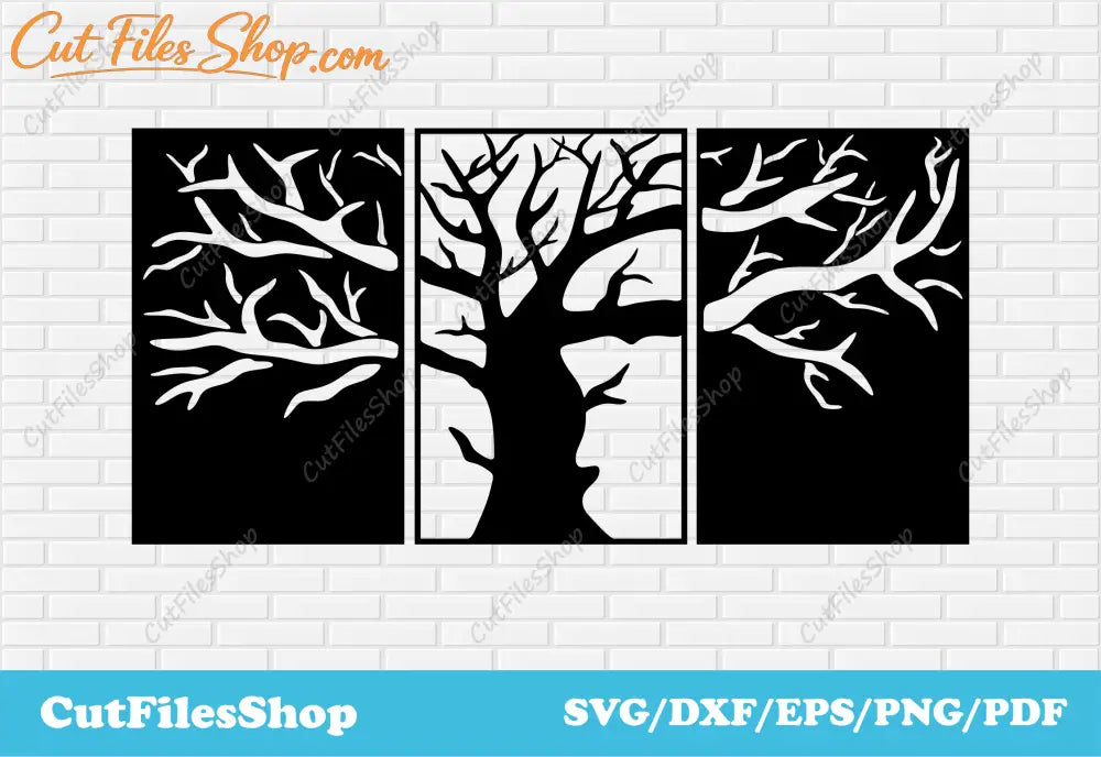 Tree panel wall art dxf, tree wall decor metal dxf files, dxf files for plasma cutting, dxf files for  laser cutting, tree svg, tree of life dxf
