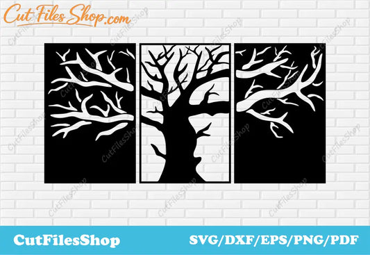 Tree panel wall art dxf, tree wall decor metal dxf files, dxf files for plasma cutting, dxf files for  laser cutting, tree svg, tree of life dxf