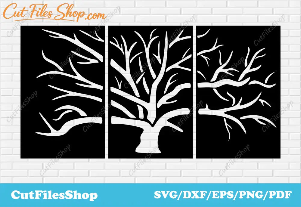 Tree wall decor dxf, Laser Cut Tree Wall Decor, laser cut wall art, Plasma dxf, tree dxf files, tree svg for cricut, panels dxf for plasma cut, tree dxf for plasma cut